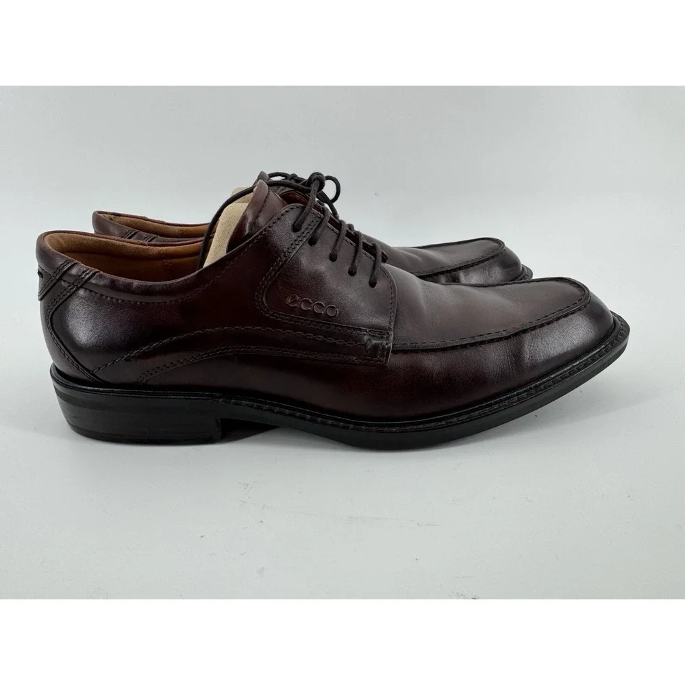 ECCO Shoes Mens 43 Brown Leather Derby Oxford Lace Up Dress Comfort Classic